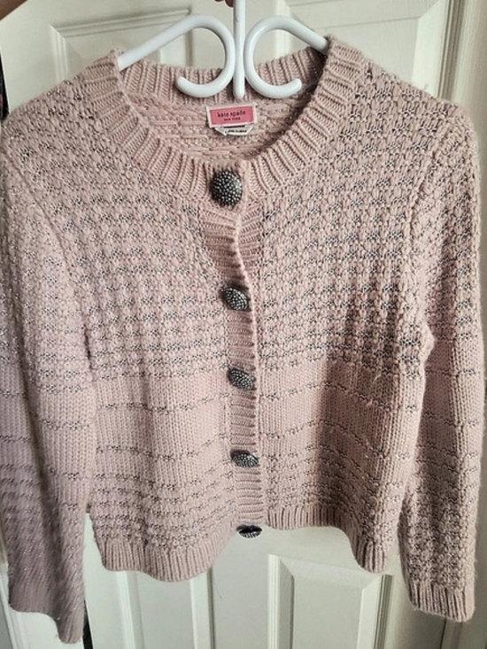 kate spade Sweaters - kate spade Pink Cardigan Embellished Button Cardigan